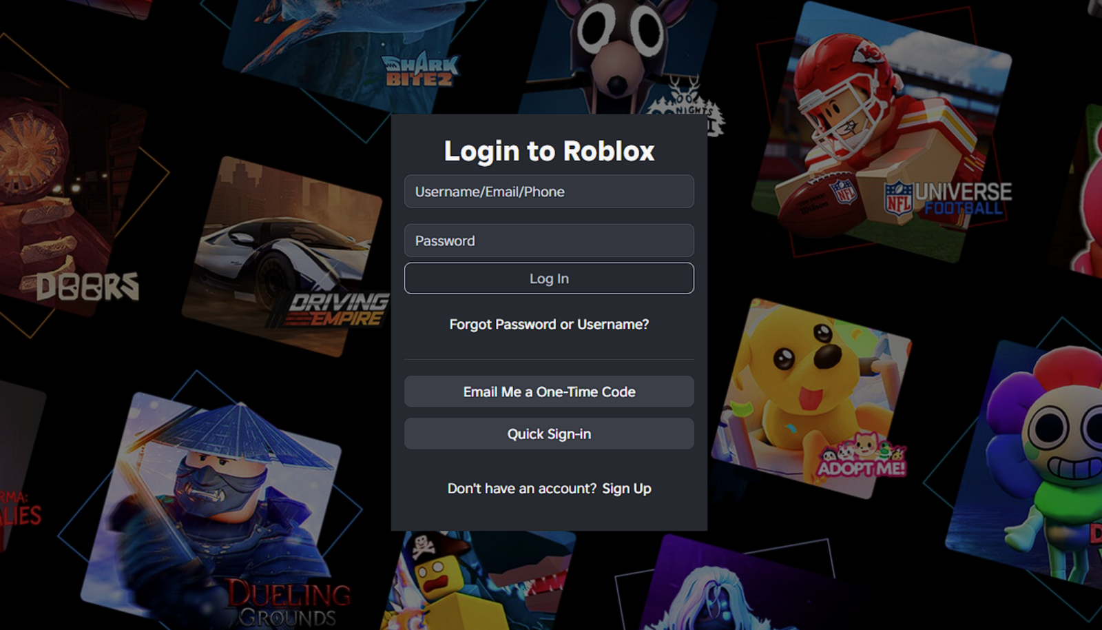Roblox Login Page